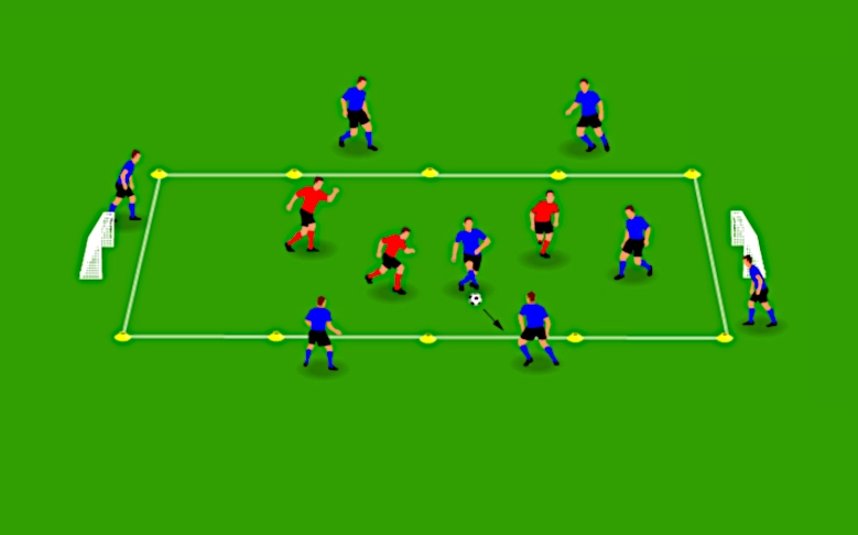 Rondo de fútbol 8v3 estilo Ajax con mini arcos