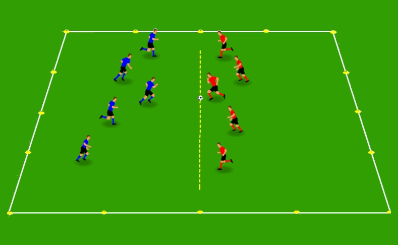 Ejercicio de conciencia espacial: fútbol con reglas de rugby